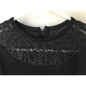 Vintage Little Black Dress LBD George Small New York sheer mesh trim elegant